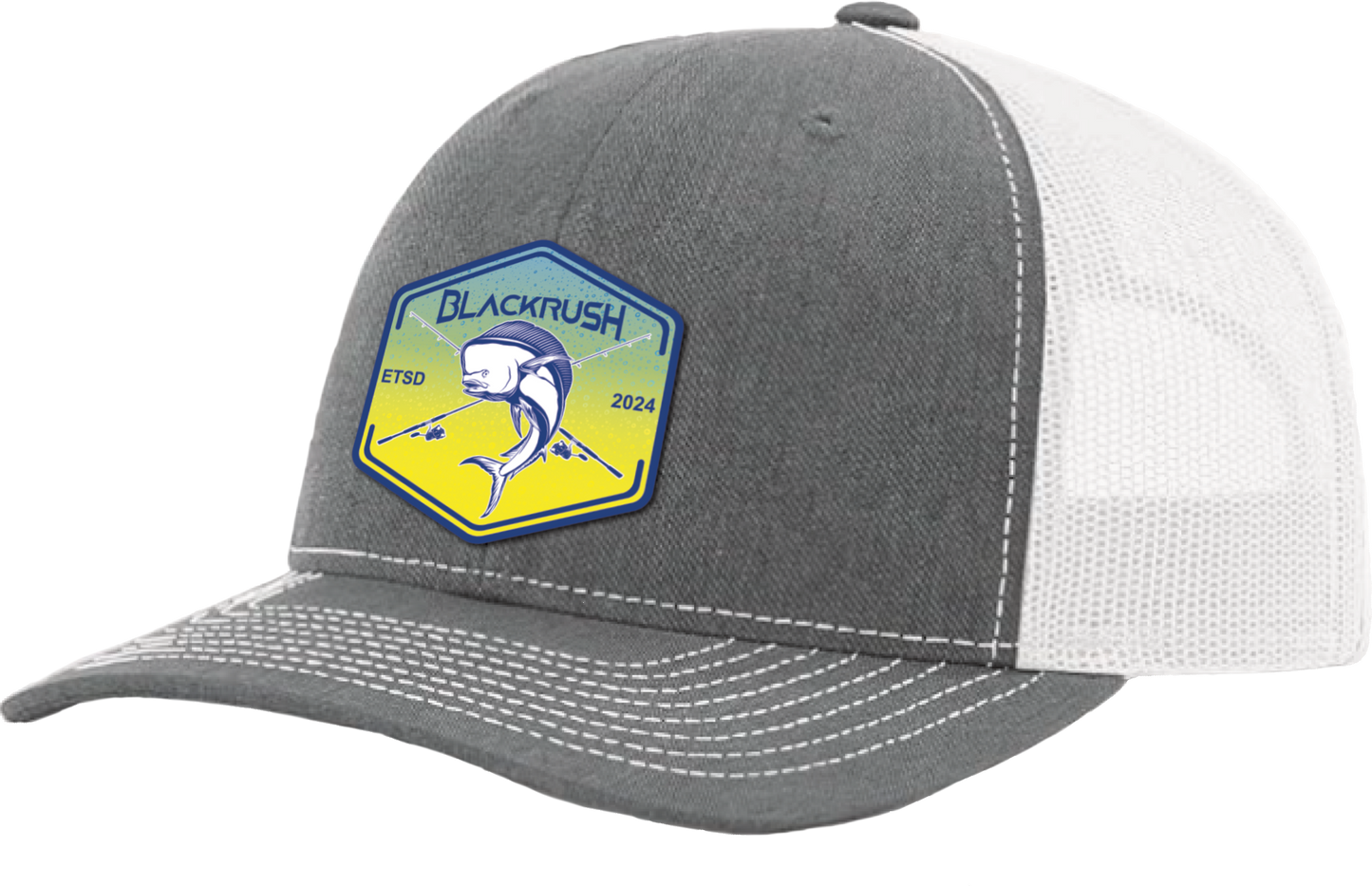 Grey and White Mahi Mahi Fishing Hat